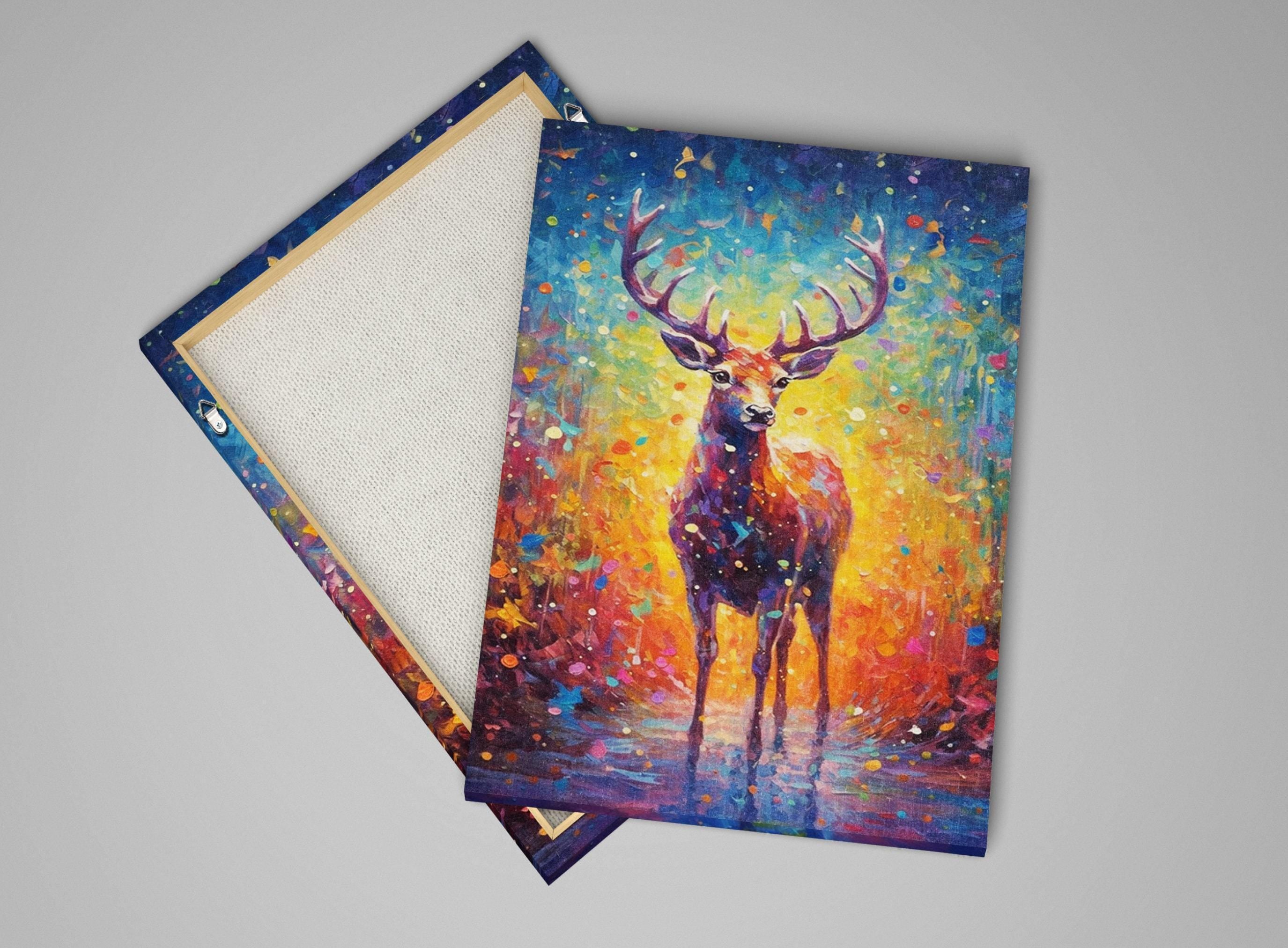 Baby Christmas Reindeer - Festive Reindeer Art on Gallery Wrapped Canvas for Holiday Wall Decor
