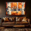 Birch Trees Wall Art – Extra Large Canvas | Framed Fall Colors Painting, Ready to Hang