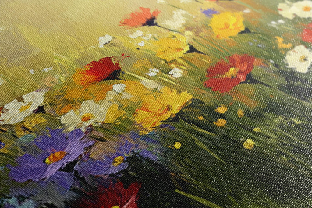 a close up of a painting of flowers