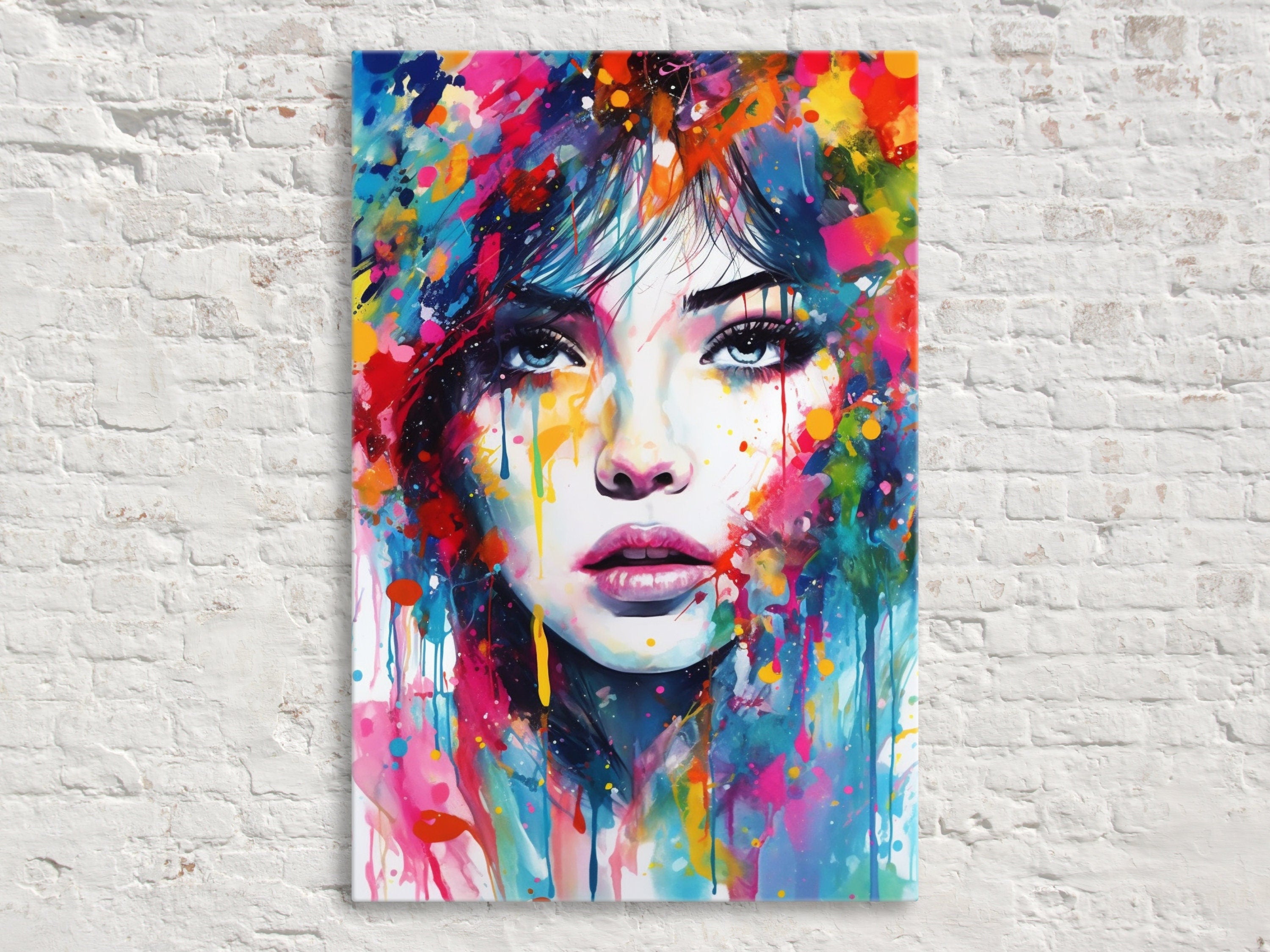 Woman Face Painted Art | Contemporary Pop Art Canvas - Feminine Beauty, Scratch Resistant Print