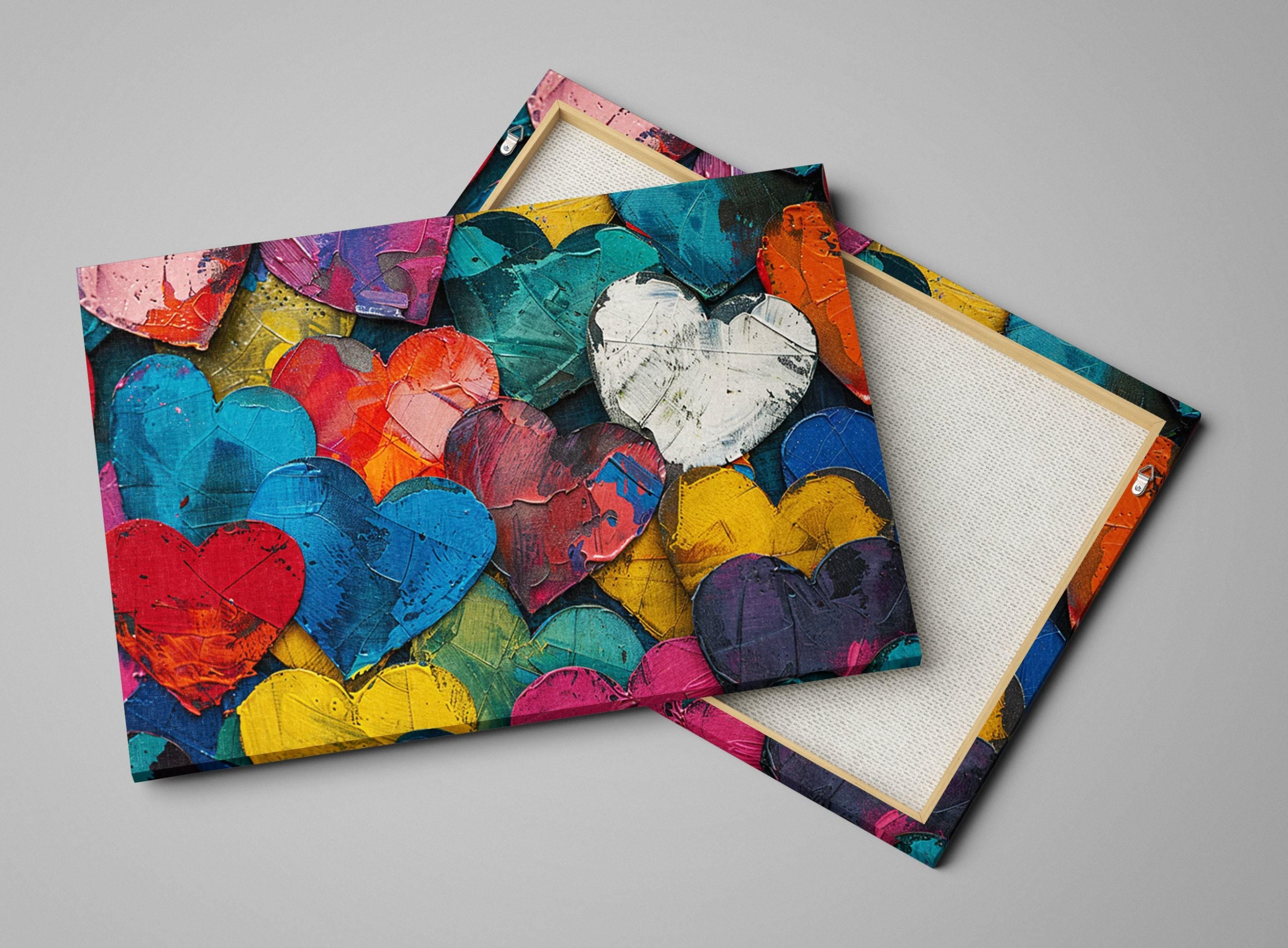 Colorful Heart Canvas - Large Canvas Prints | Vibrant Heart Painting, Ready to Hang Art