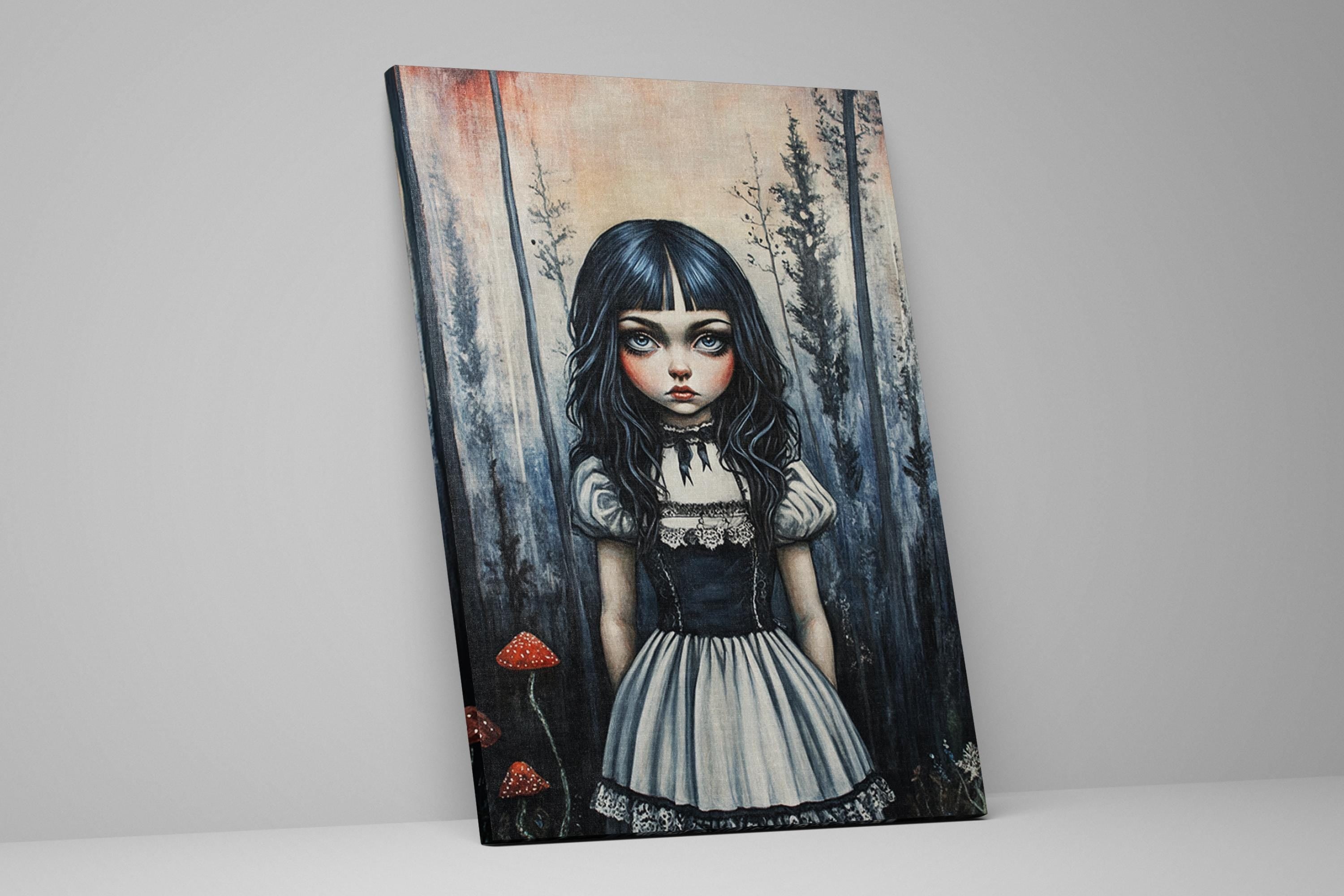 a painting of a little girl in a dress