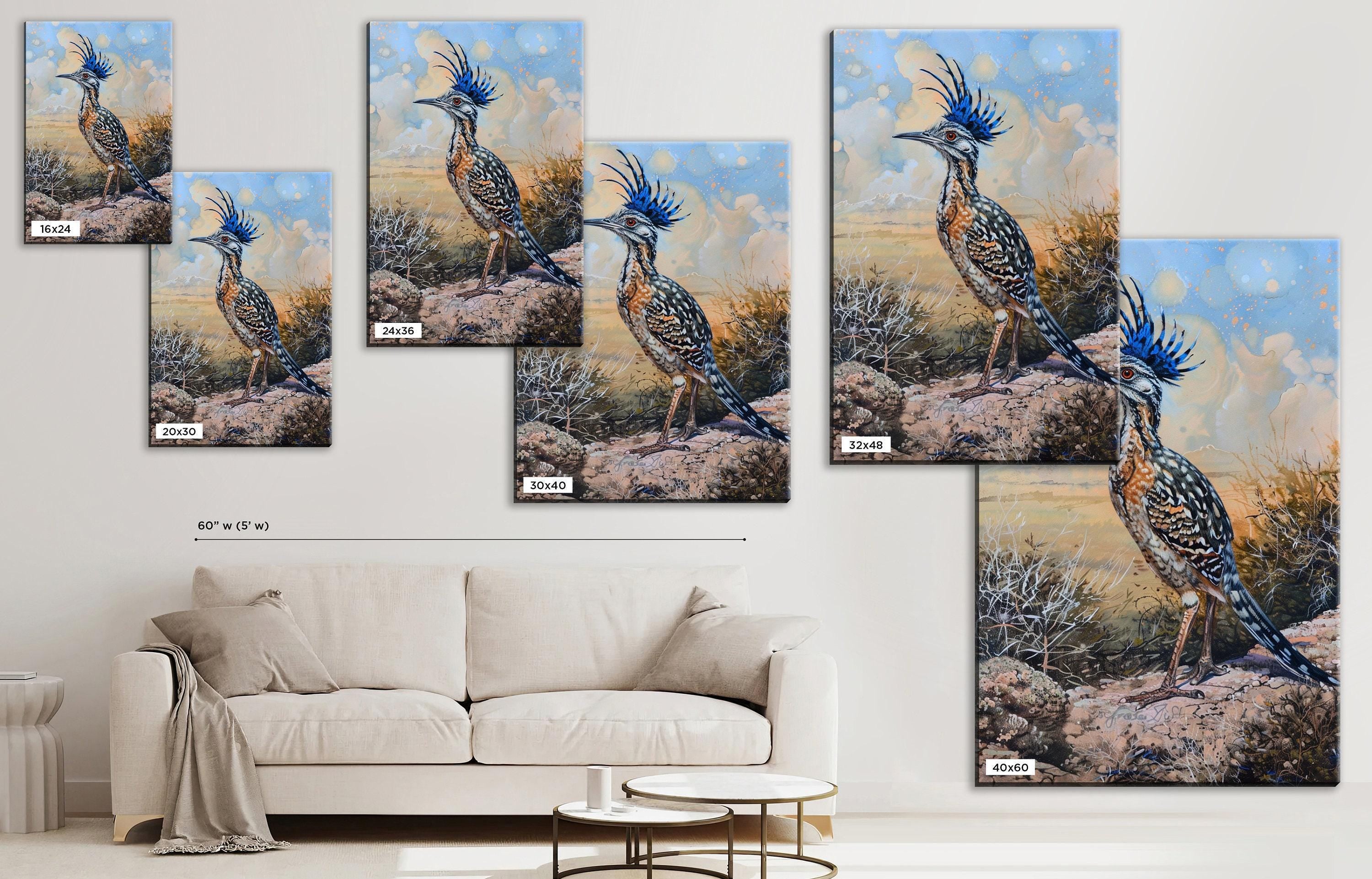 Desert Roadrunner Painting - Southwest Wall Art | Large Canvas Print, Ready to Hang