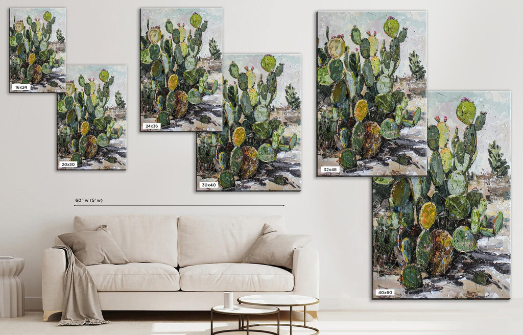 Prickly Pear Cactus Art – Southwest Wall Art | Gallery Wrapped Canvas, Ready to Hang
