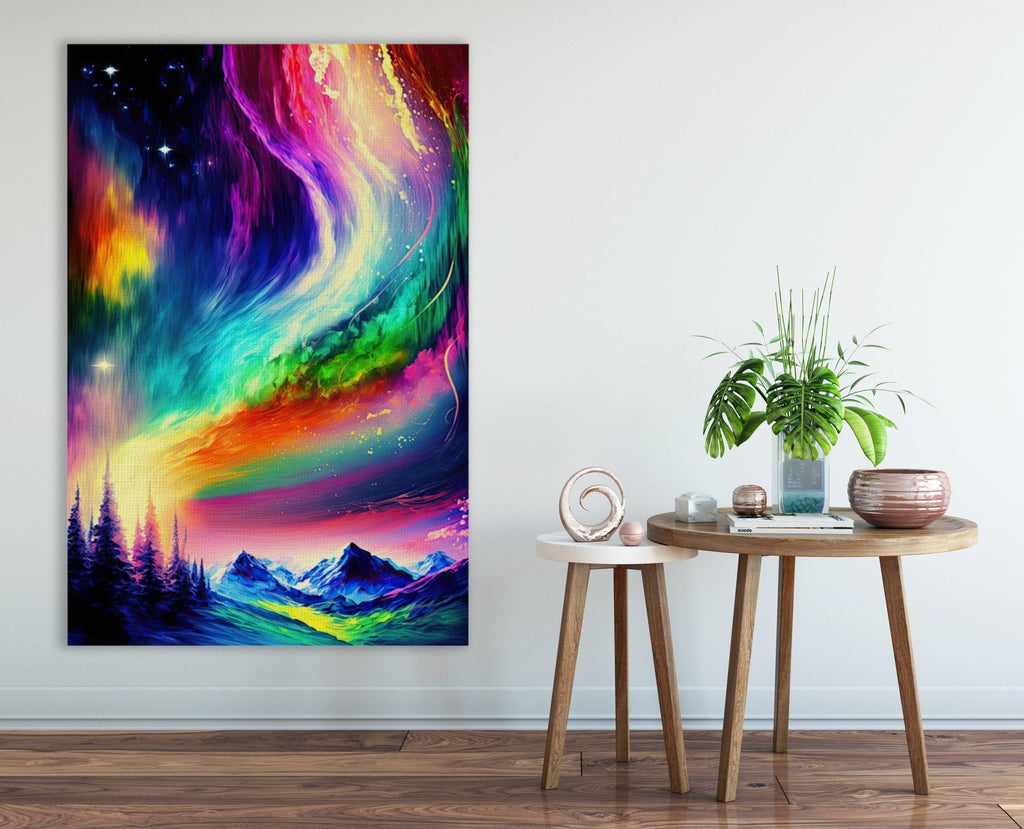 Northern Lights Canvas - Vibrant Aurora Borealis Art | Large Gallery Wrapped Canvas Print