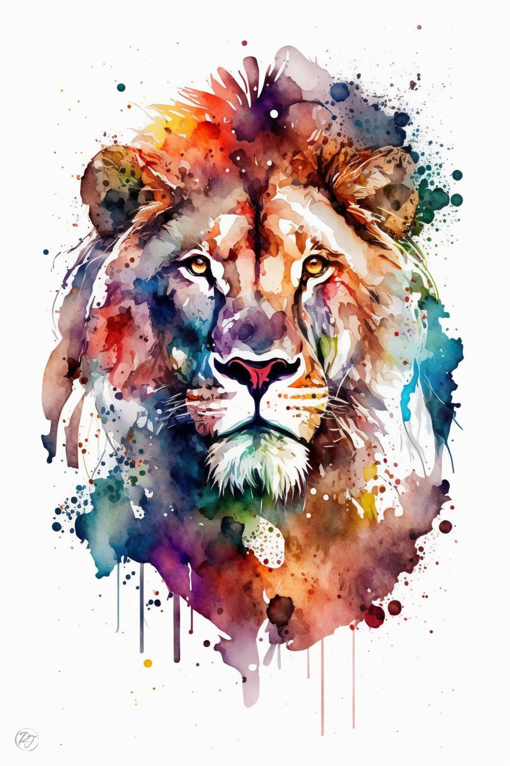 Wildlife Majesty: Lion Watercolor Painting, Giclee Print on Canvas, Artist Paper, Watercolor Paper, Available in Extra Large Sizes