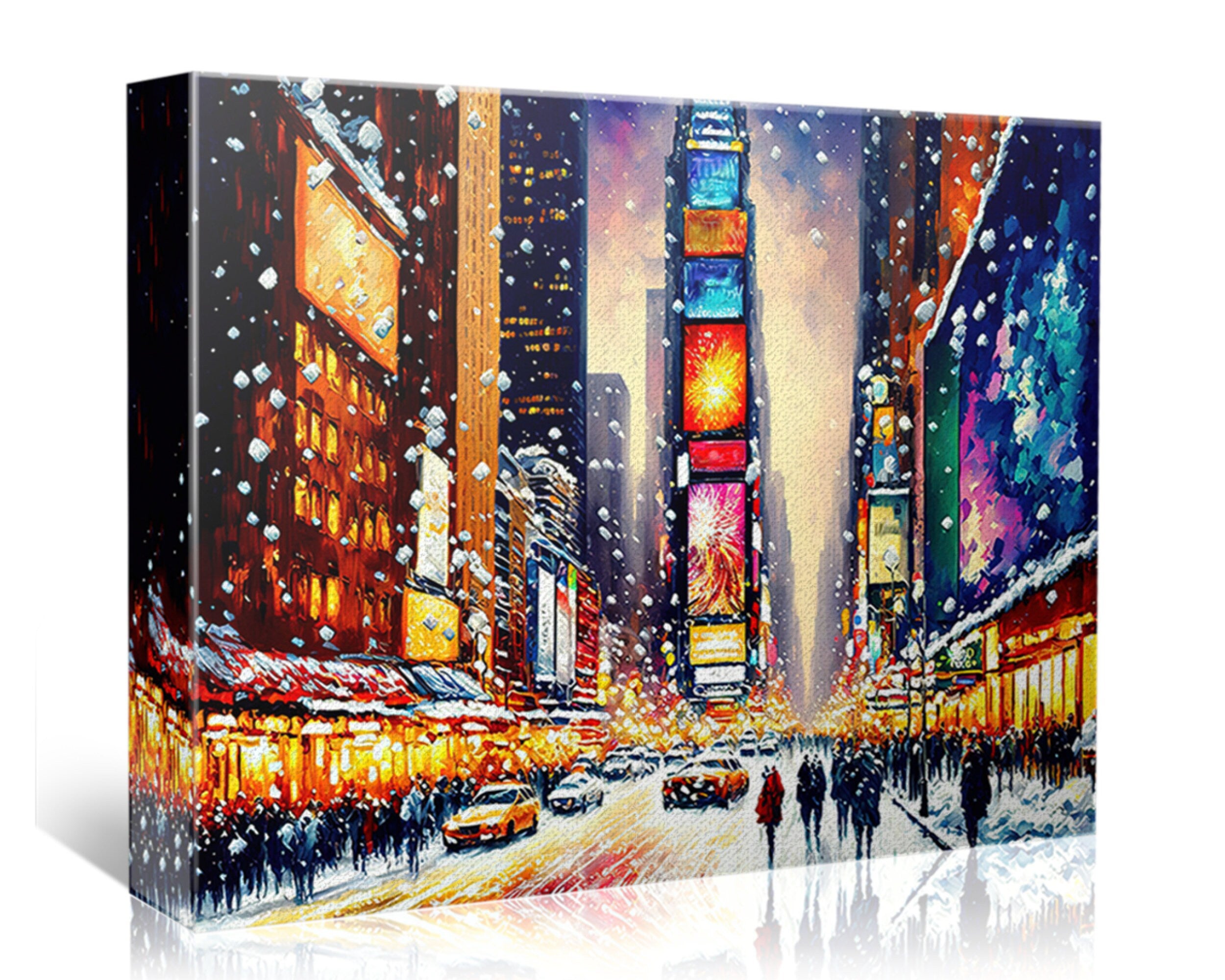 Times Square Canvas Print – Vibrant NYC Winter Scene on Gallery Ready Canvas