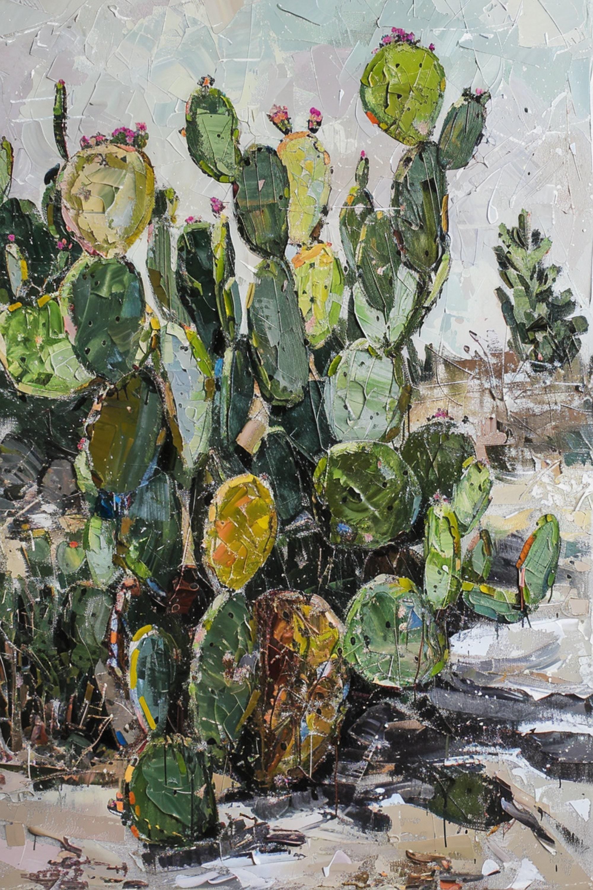 Prickly Pear Cactus Art – Southwest Wall Art | Gallery Wrapped Canvas, Ready to Hang