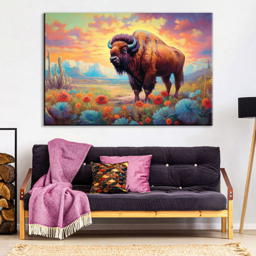American Bison Canvas – Gallery Wrapped Wildlife Wall Art | Texas Desert Print