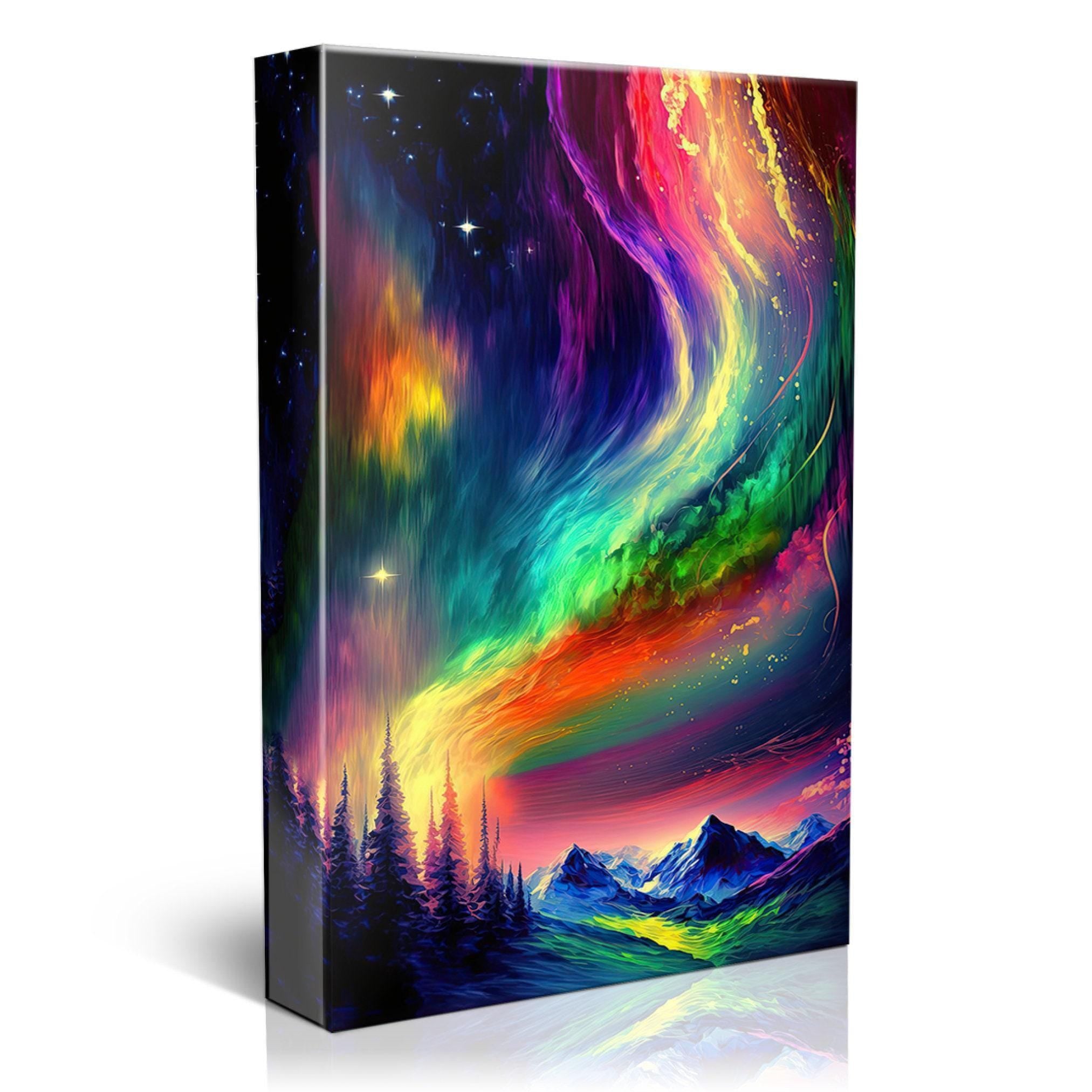 Northern Lights Canvas - Vibrant Aurora Borealis Art | Large Gallery Wrapped Canvas Print
