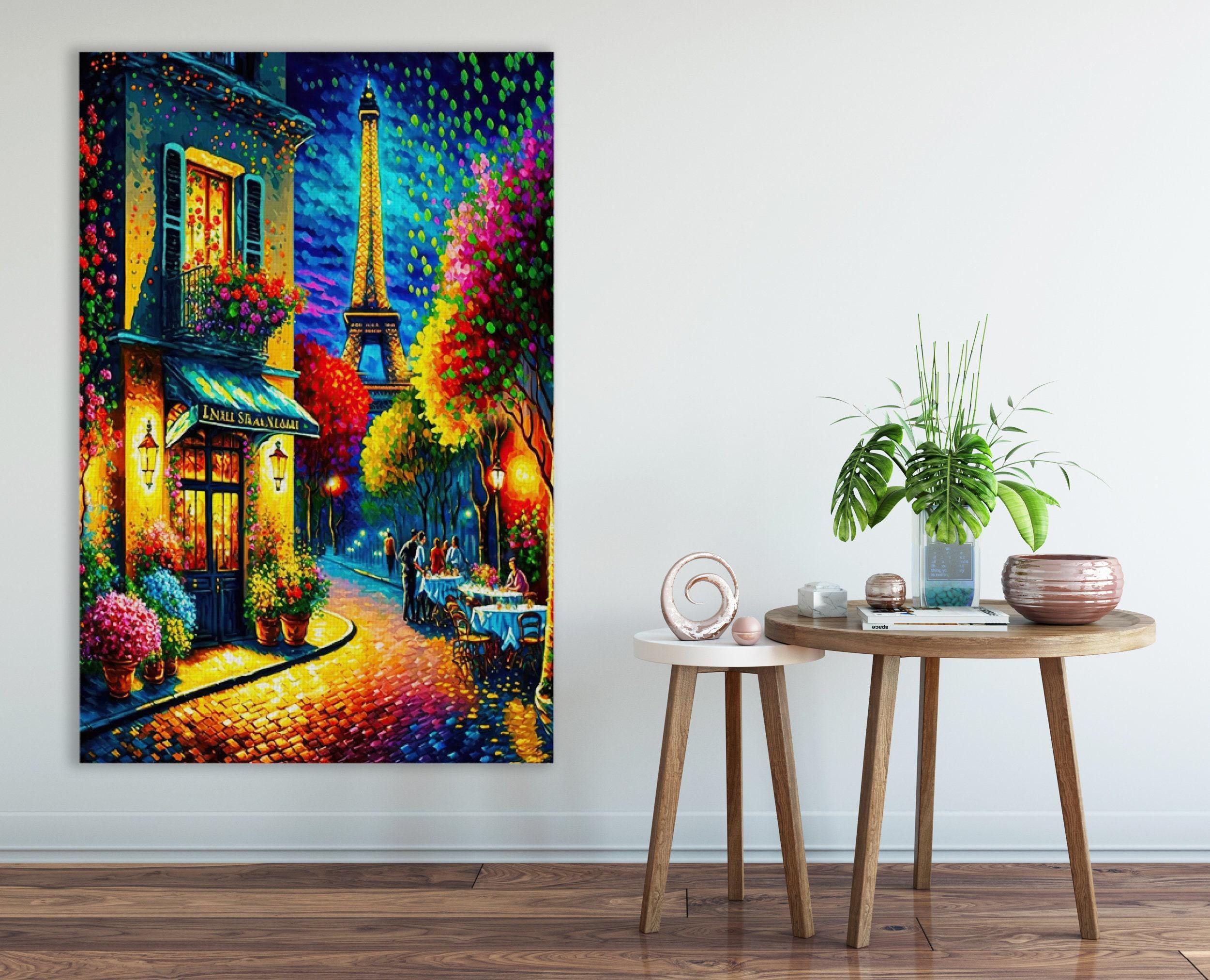 Paris Eiffel Tower Painting – Vibrant Paris Cityscape Print | Gallery Ready Canvas Art