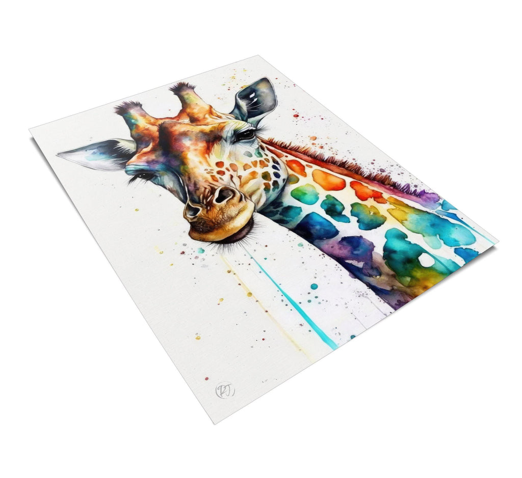 Giraffe Watercolor Art Print, Nursery Animal Canvas Print, Wildlife Framed Kids Wall Art