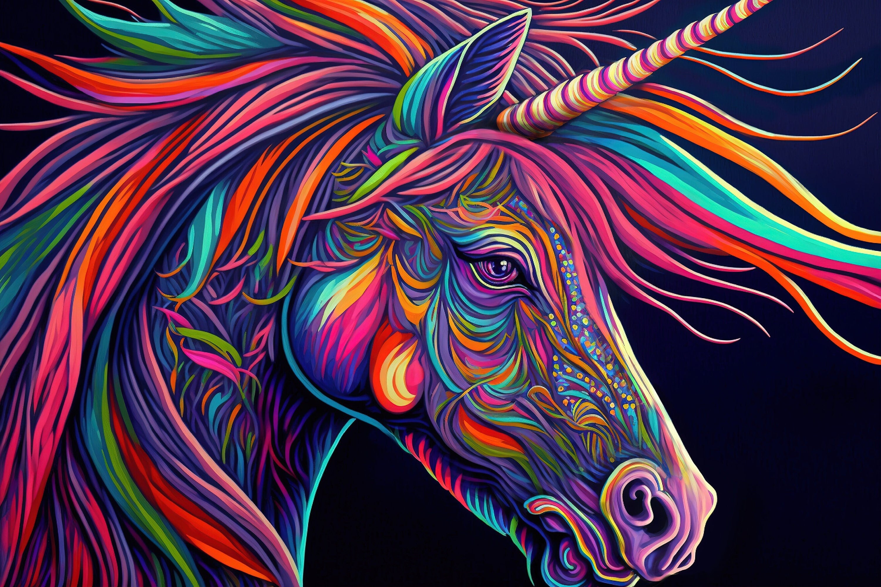 Unicorn Canvas Art – Colorful Abstract Painting | Nursery Wall Decor, Kids Room Art