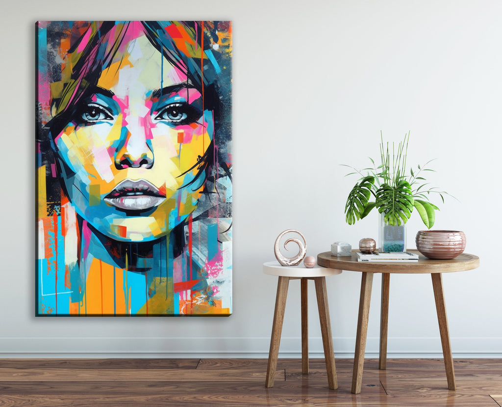 Minimal Woman Artwork – Expressive Canvas Wall Art Painting | Large Pop Art