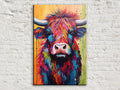 Baby Highland Cow Canvas - Colorful Rustic Calf Painting | Farmhouse Wall Art