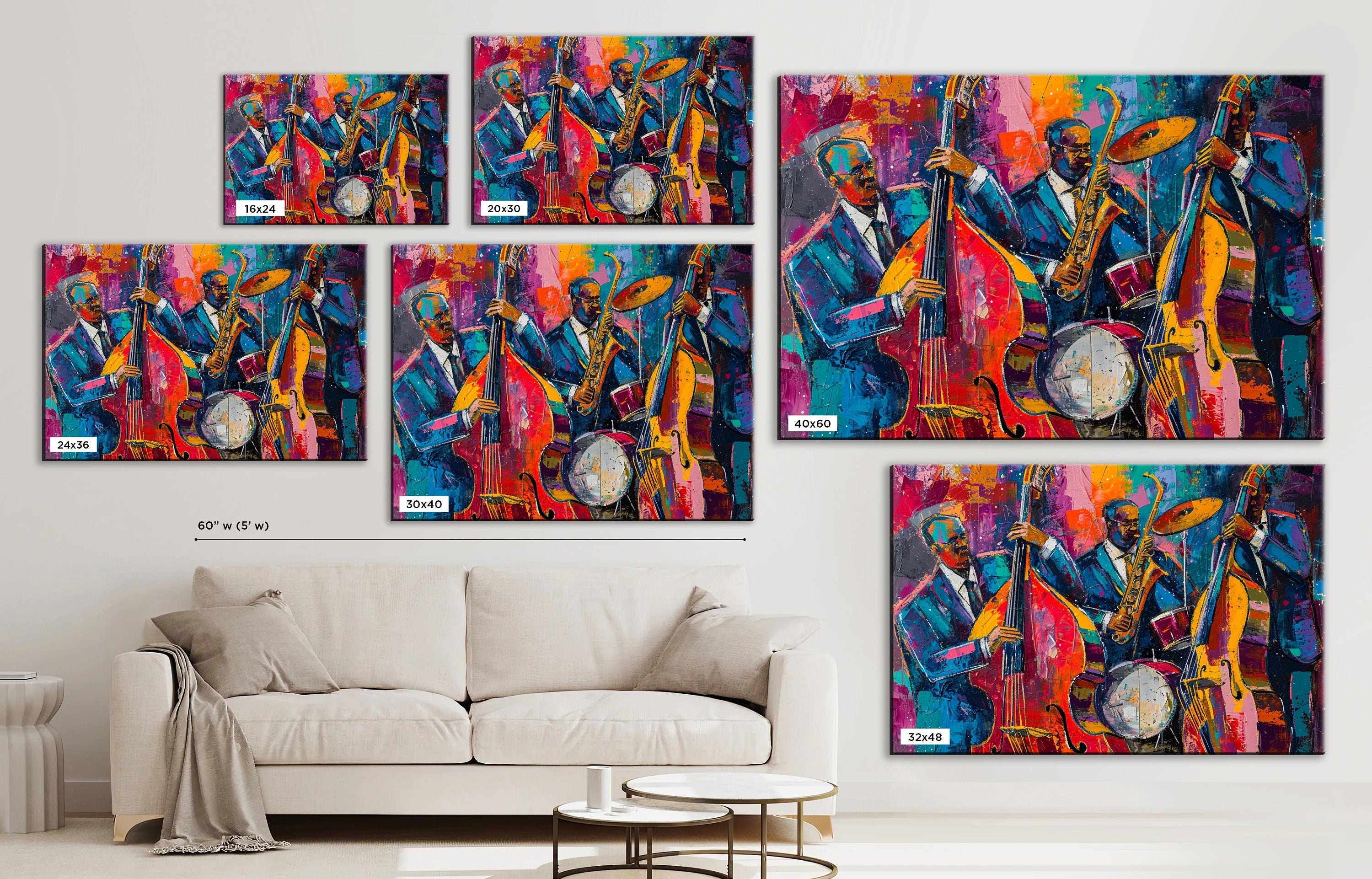 Jazz Wall Art – Energetic Live Jazz Scene Canvas Print | Gallery Wrapped, Ready to Hang