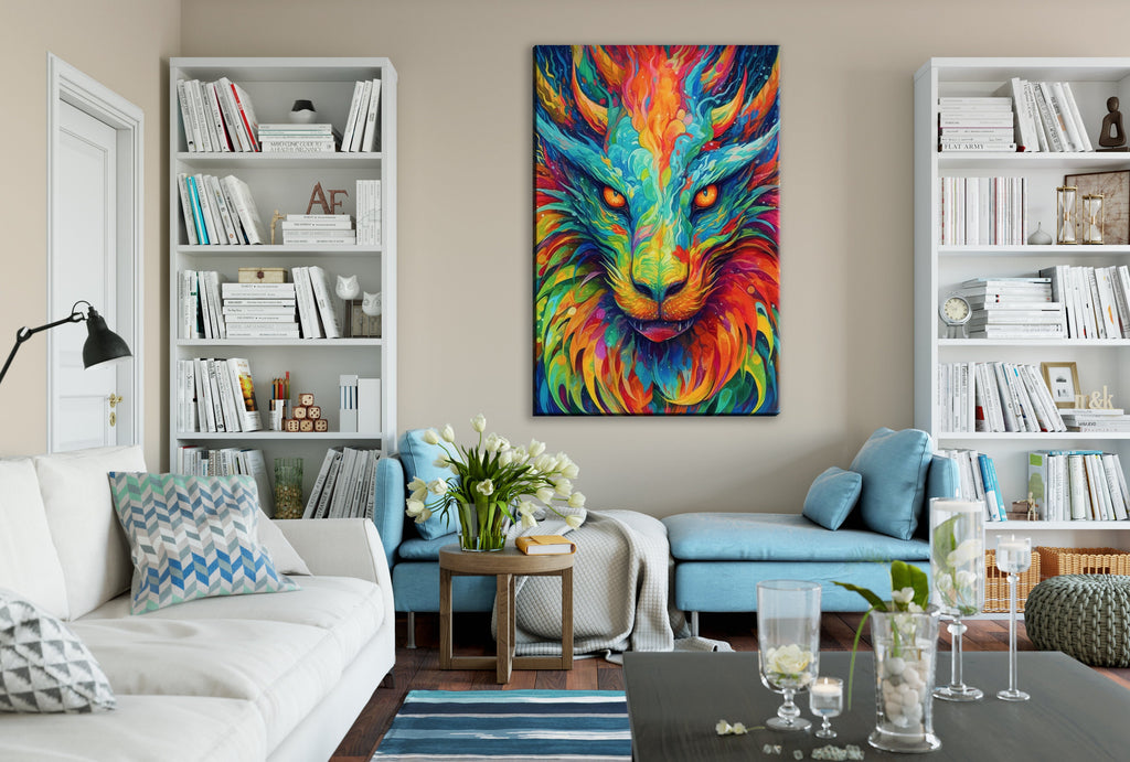 Dragon Canvas Art Featuring Fierce Dragon Head, Enchanted Wings & Ancient Power Artwork