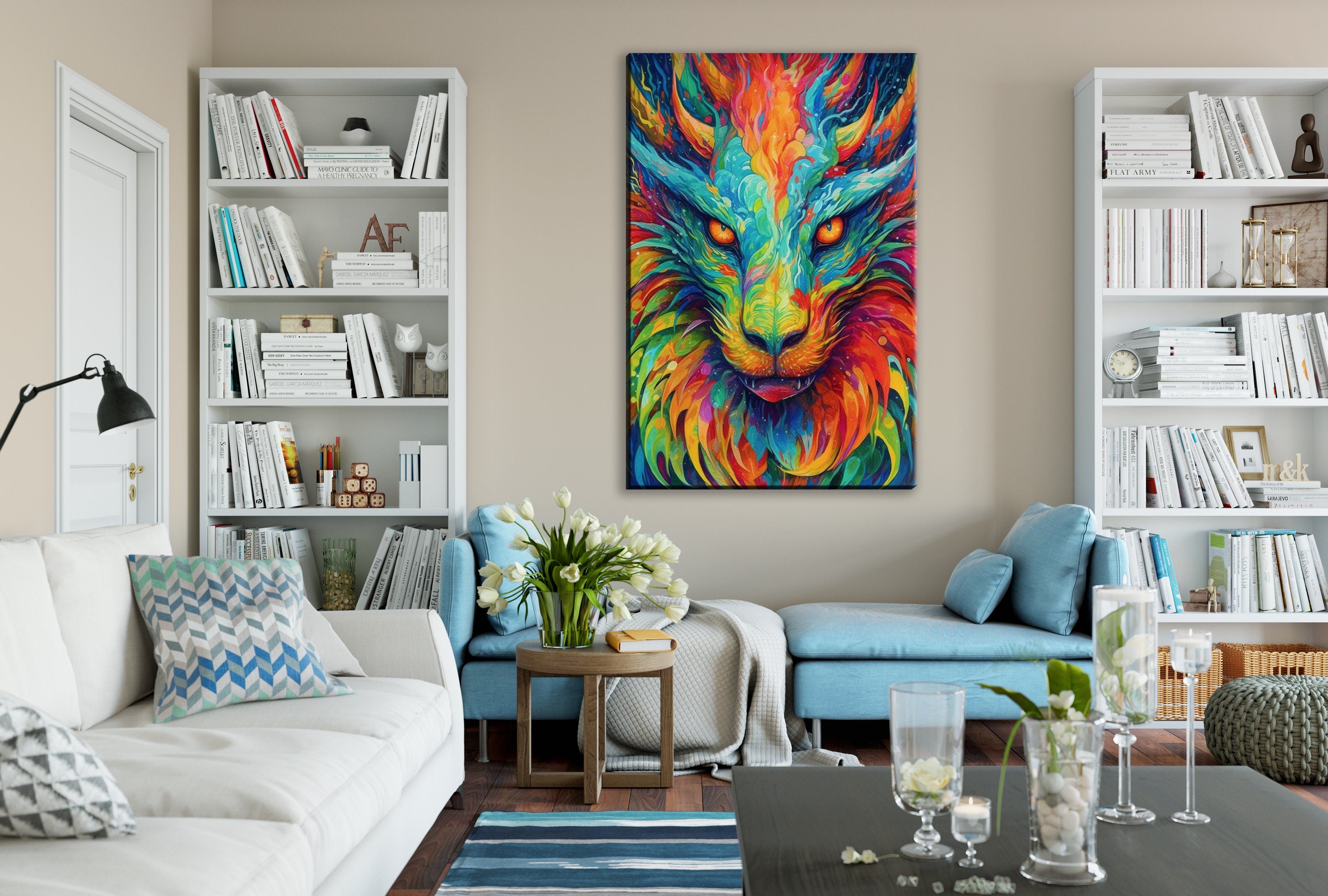 Dragon Canvas Art Featuring Fierce Dragon Head, Enchanted Wings & Ancient Power Artwork