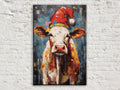 Festive Cow Canvas - Whimsical Christmas Wall Art | Holiday Farm Art Print