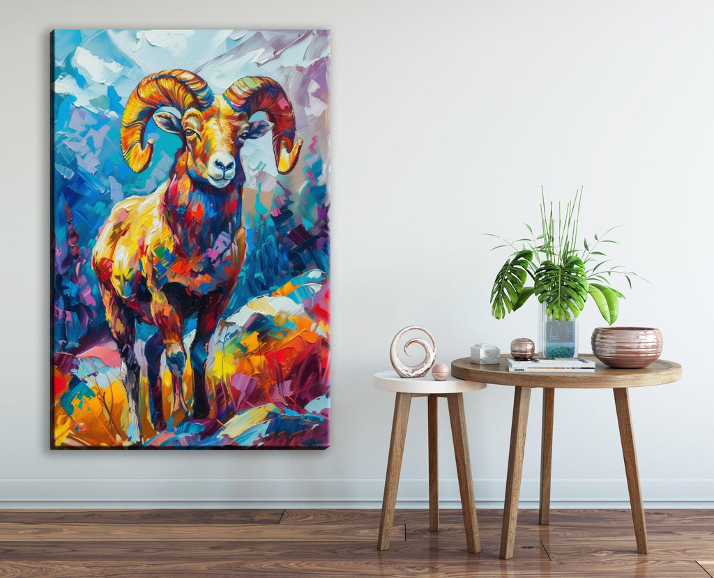 Bighorn Sheep Artwork – Southwest Art Print on Gallery Wrapped Canvas, Ready to Hang