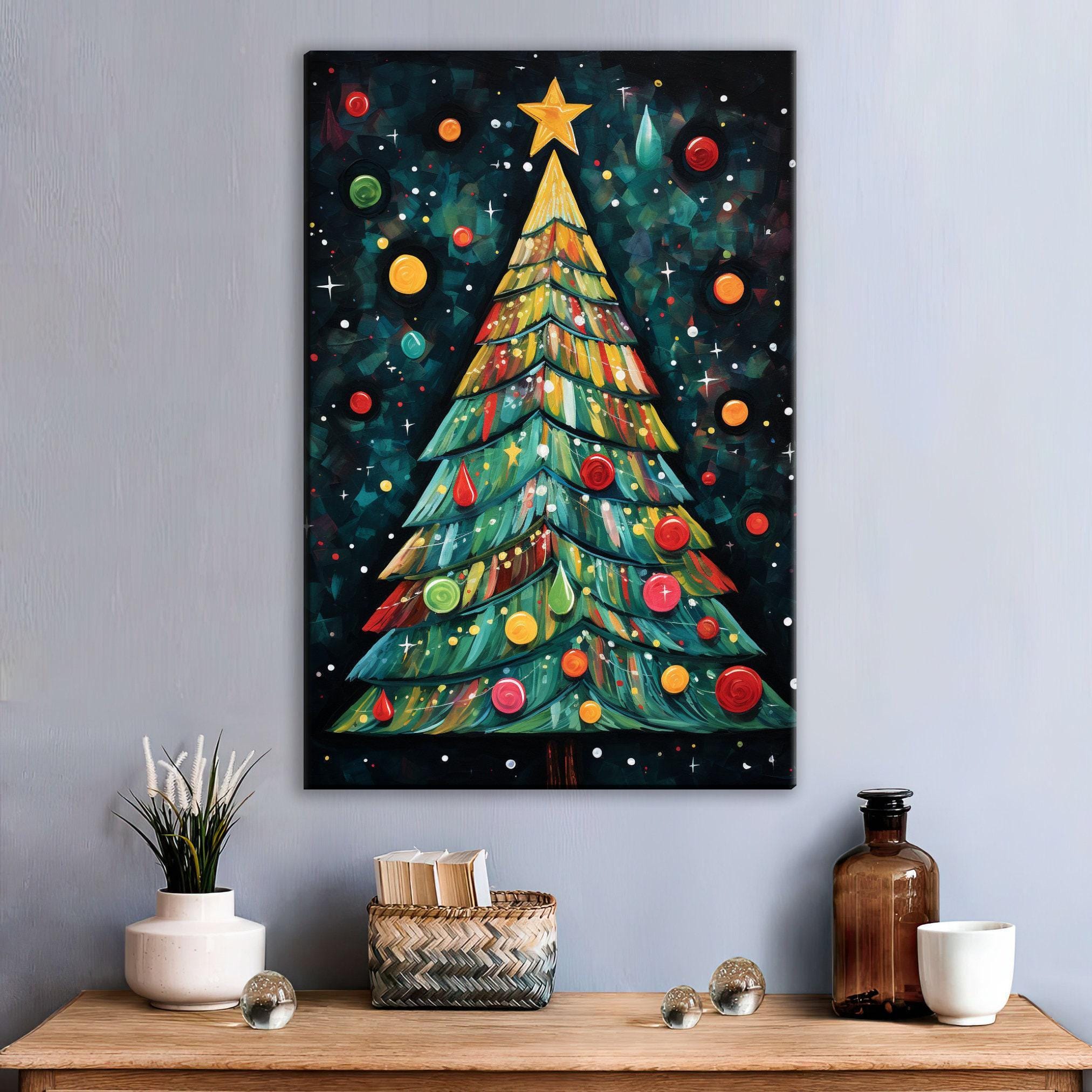 Boho Christmas Canvas - Large Gallery Wrapped Canvas Print with Vibrant Holiday Artwork