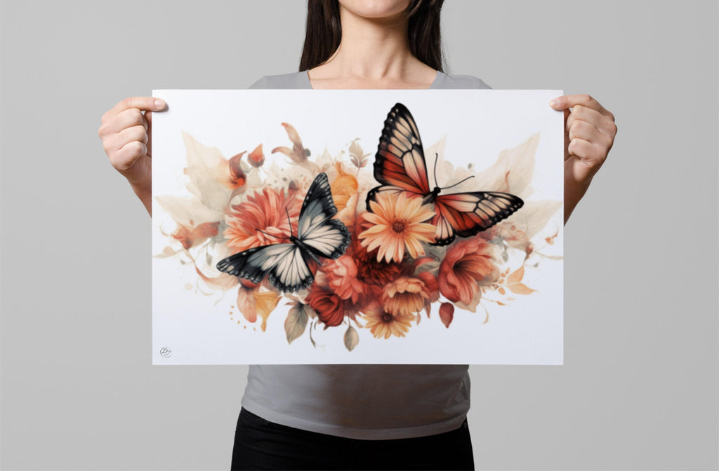 Vibrant Butterfly: Watercolor Wall Art Print, Giclee Print on Canvas, Artist Paper, Watercolor Paper, Available in Extra Large Sizes