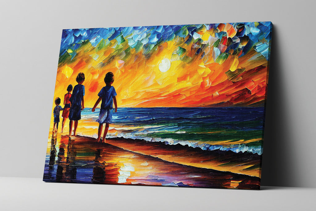 Kids Canvas Print – Vibrant Beach Oil Painting Reproduction | Colorful Wall Art