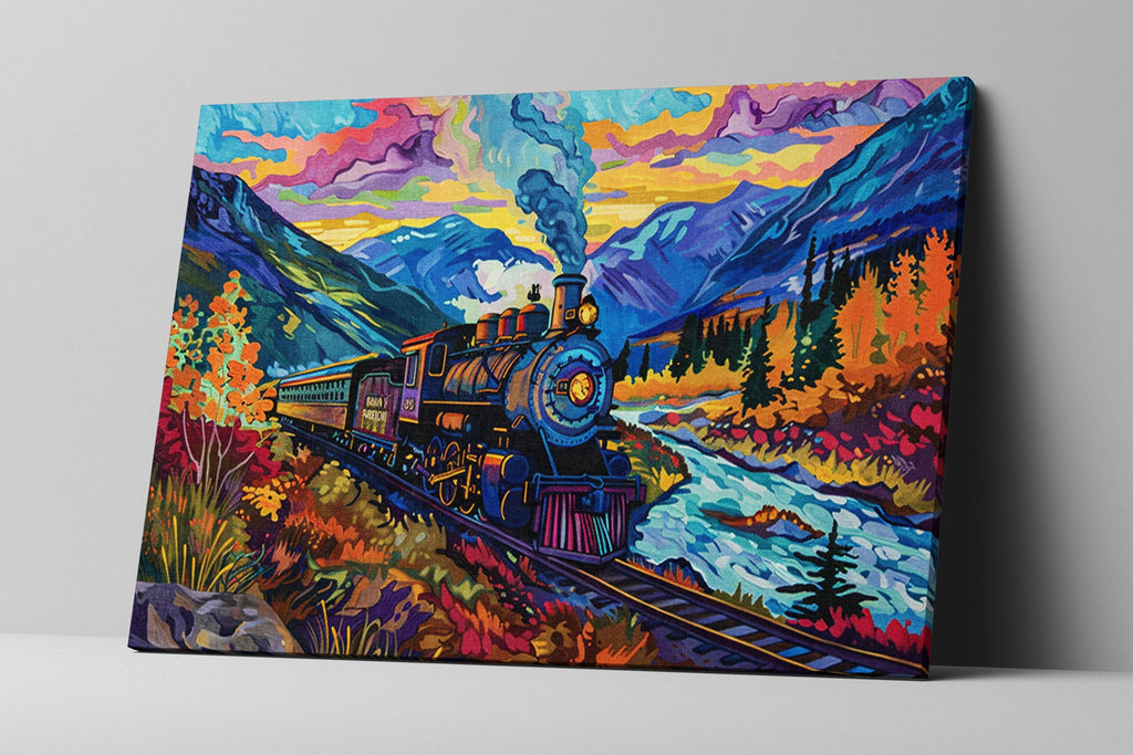 Vintage Locomotive Wall Art - Steam Train Artwork on Gallery Wrapped Canvas, Ready to Hang