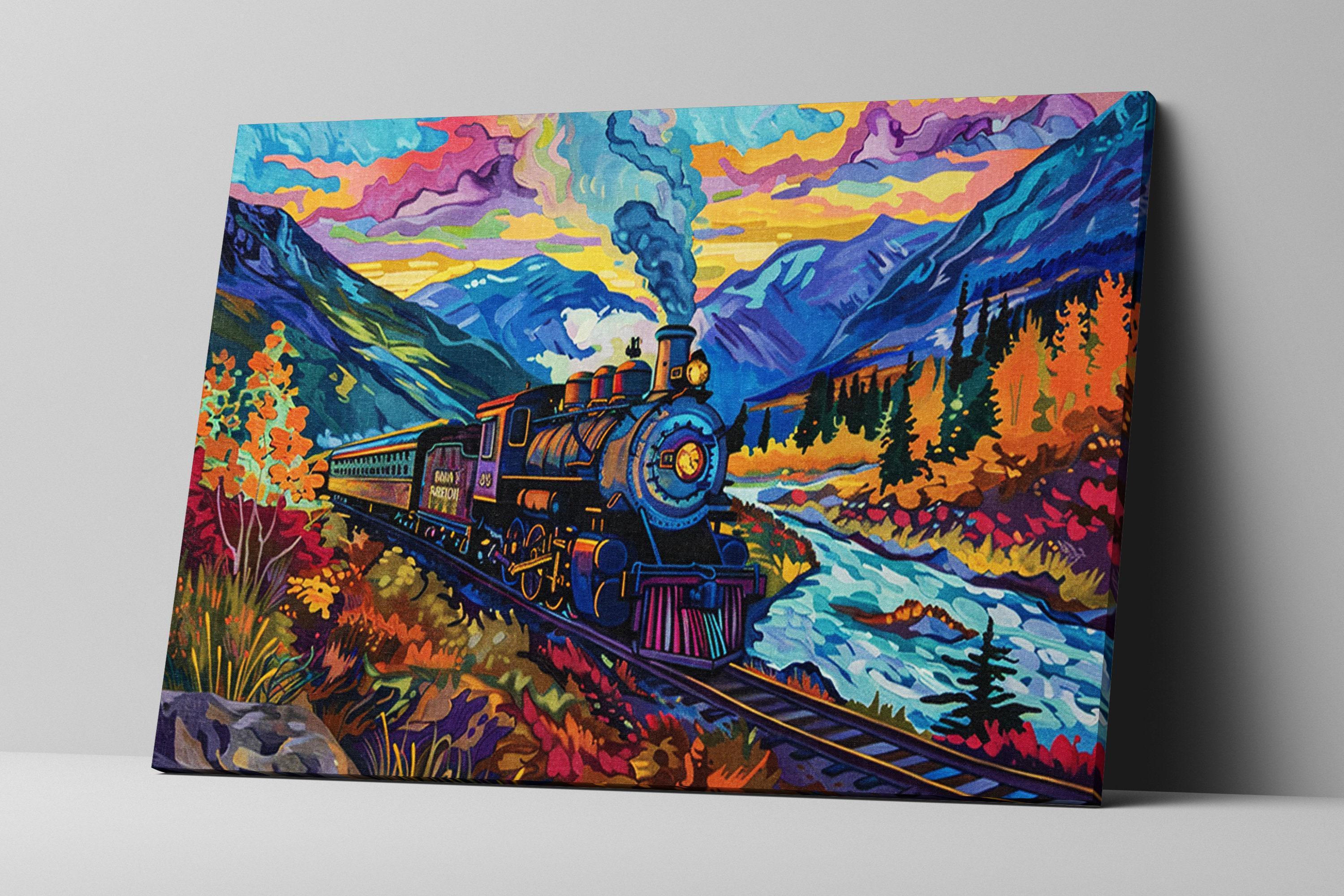 Vintage Locomotive Wall Art - Steam Train Artwork on Gallery Wrapped Canvas, Ready to Hang