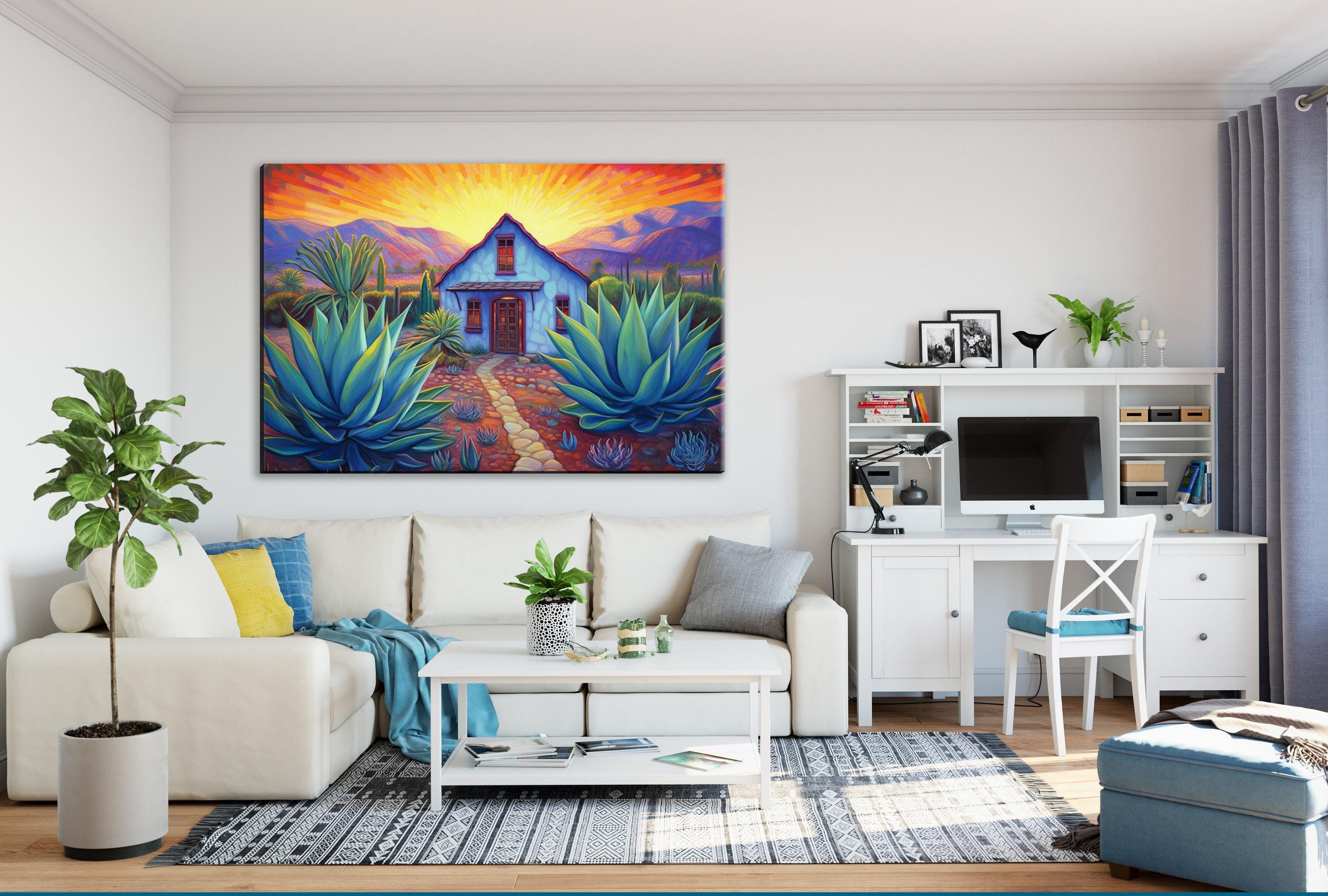 Blue Agave Canvas | Large Southwest Wall Art - Gallery Wrapped Desert Plant Print