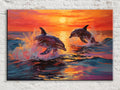 Dolphin Canvas Art – Tropical Dolphin Painting on UV Coated Large Canvas Wall Decor