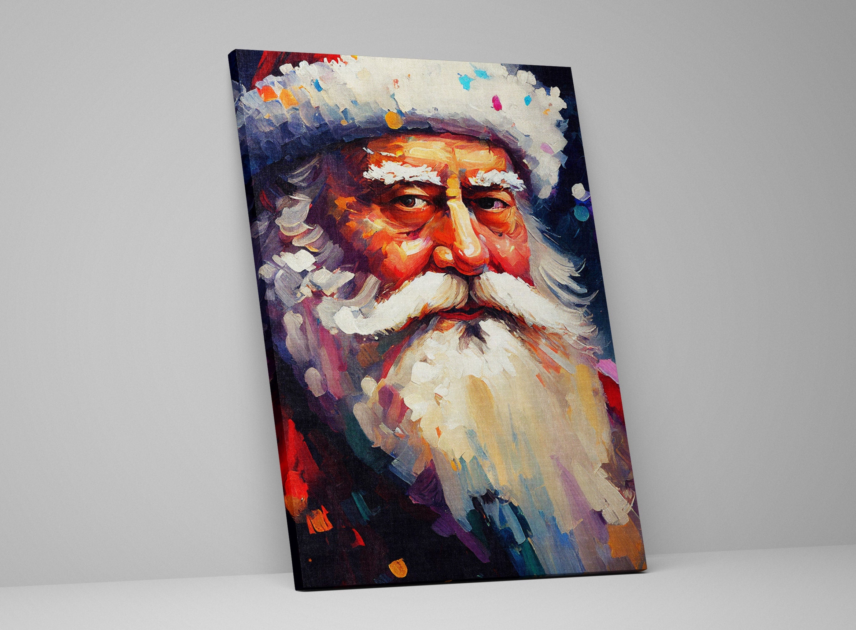 Santa Claus Canvas Print - Festive Holiday Painting | Christmas Wall Art Decor