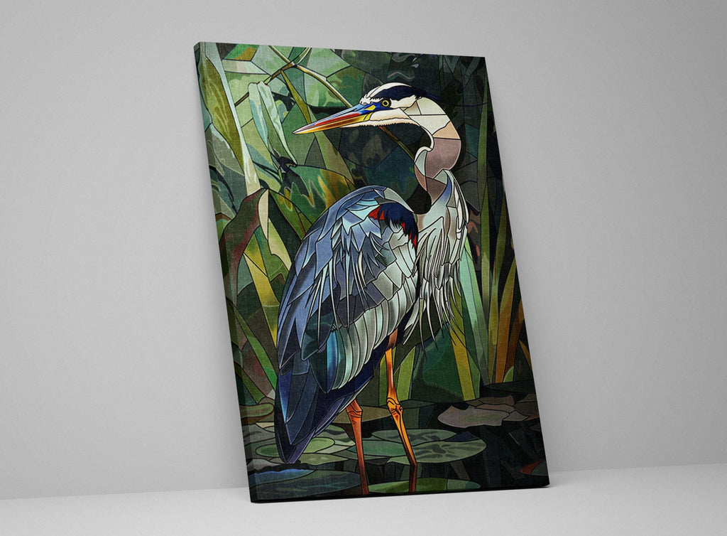 Blue Heron Wall Art – Large Canvas Art | Stained Glass Canvas, Gallery Wrapped Print