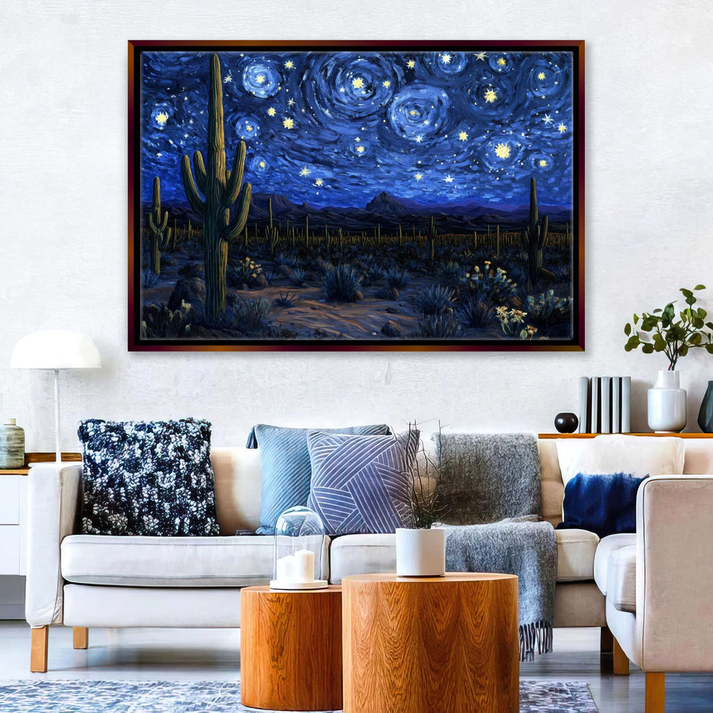 a living room filled with furniture and a painting on the wall