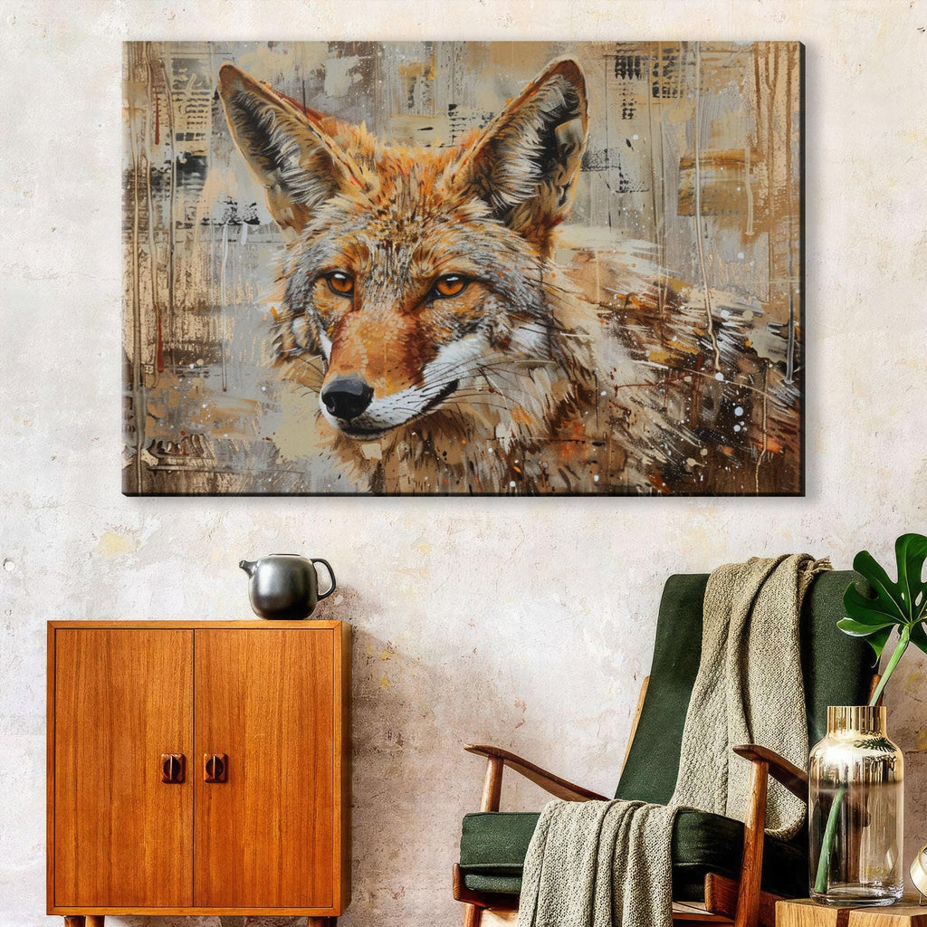 Rustic Texas Wall Art – Large Canvas Art | Southwest Coyote Decor, Ready to Hang