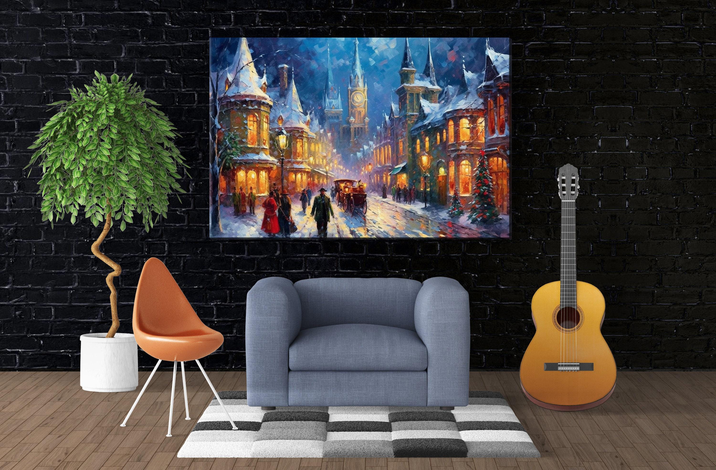 Victorian Christmas Art | Classic Holiday Decor on Extra Large Gallery Wrapped Canvas Print