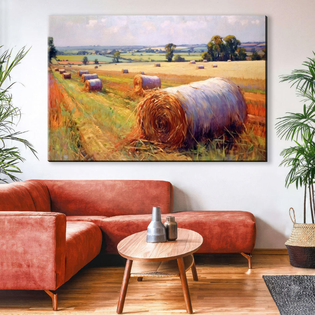 Hay Bales Print - Large Canvas Wall Art | Rustic Farmhouse Home Decor, Ready to Hang