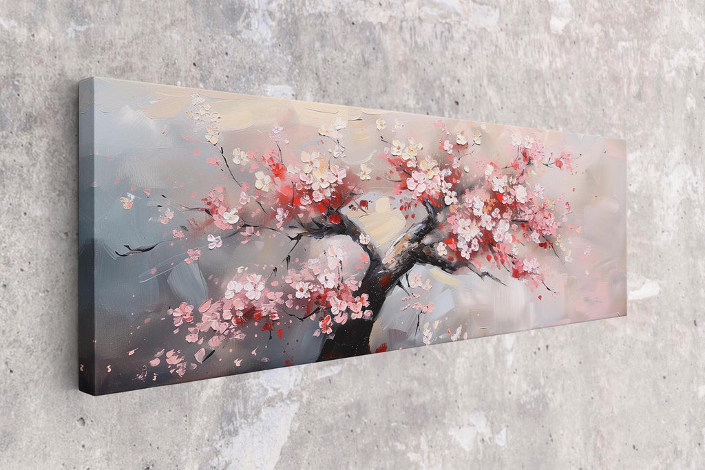 a painting of a tree with pink flowers