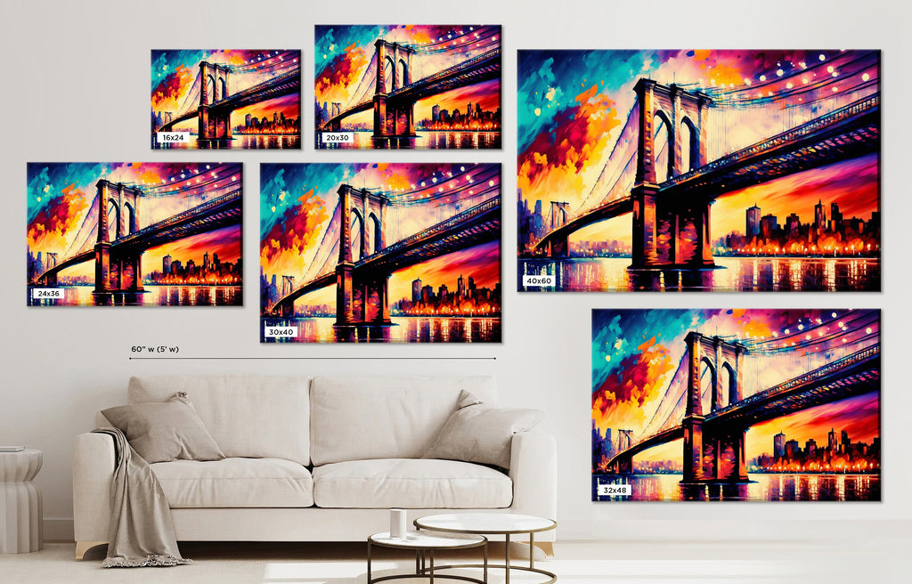 Brooklyn Bridge Canvas - Large NYC Wall Art | Urban Cityscape Decor