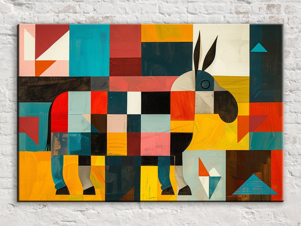Mid Century Modern Art - Donkey Canvas Print | Retro Wall Art, Gallery Wrapped Canvas