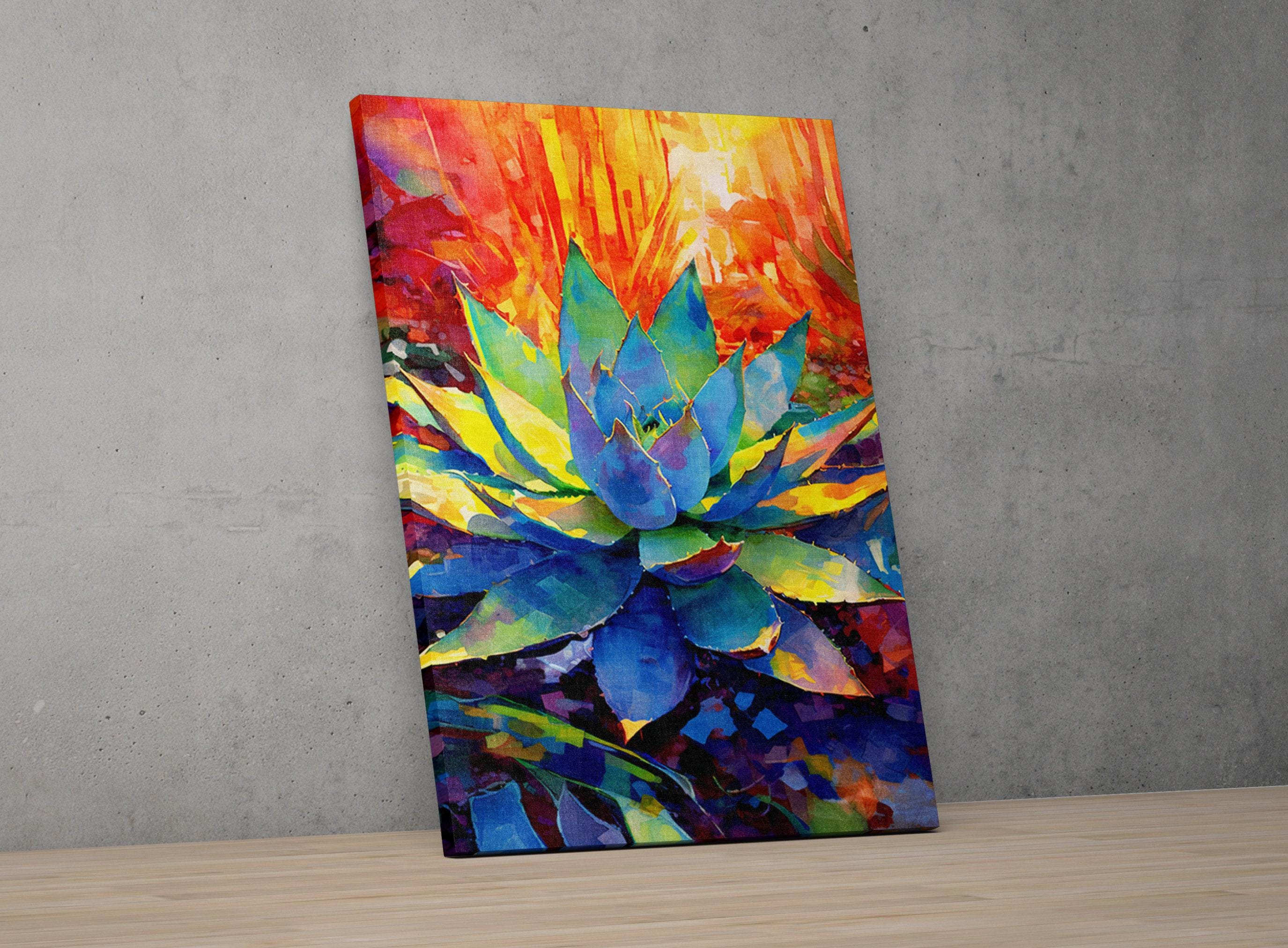 Sunset Glow Agave - Southwest Watercolor Wall Decor, Giclee Print on Canvas, Artist Paper, Watercolor Paper, Available in Extra Large Sizes