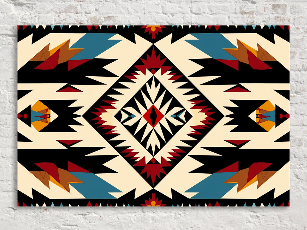 Native American Wall Decor - Extra Large Gallery Wrapped Canvas with Tribal Pattern Art