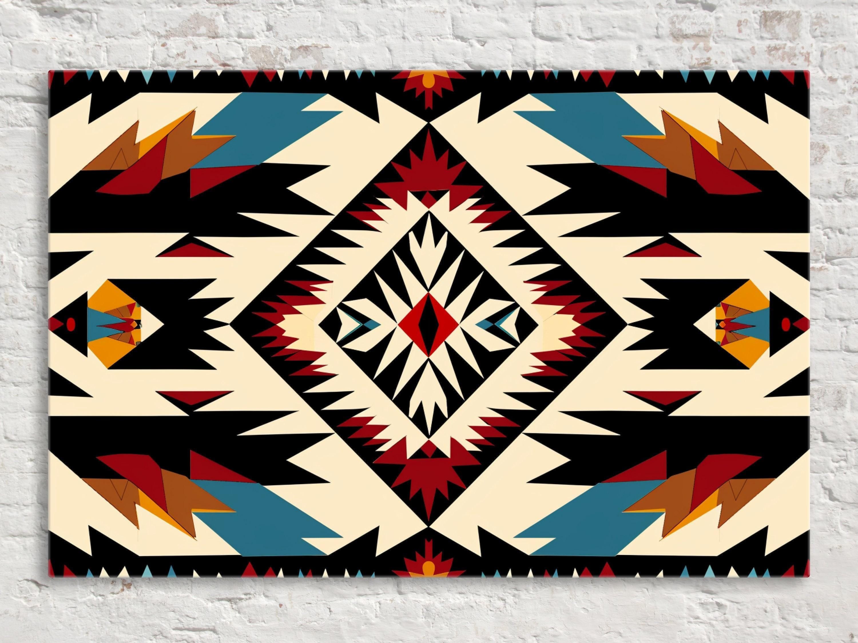 Native American Wall Decor - Extra Large Gallery Wrapped Canvas with Tribal Pattern Art