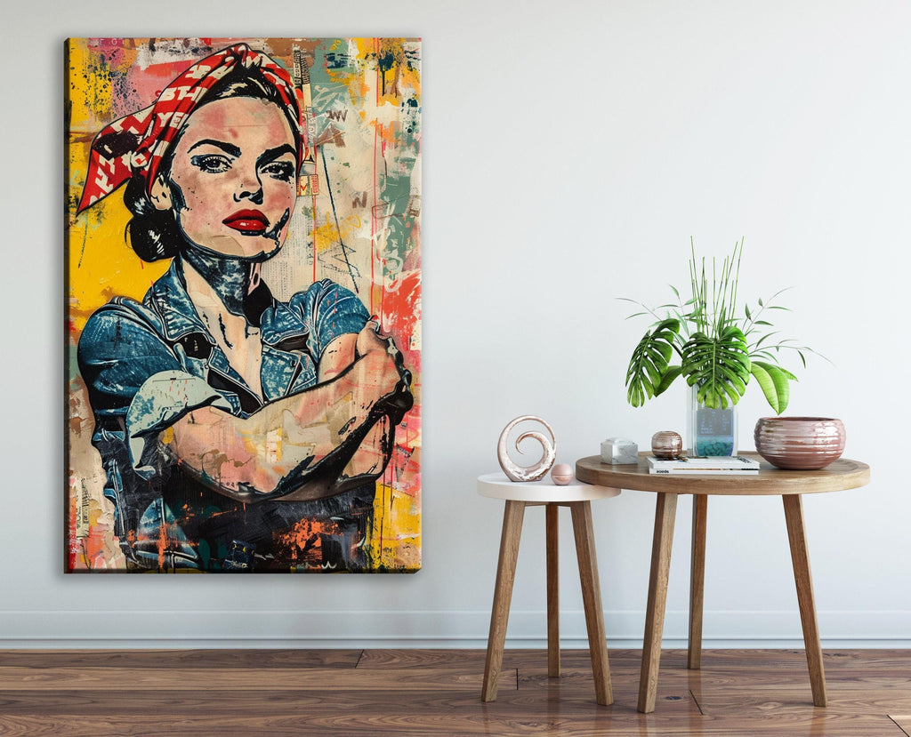 Rosie the Riveter Art - Large Canvas Wall Art | Bold Statement Inspirational Decor