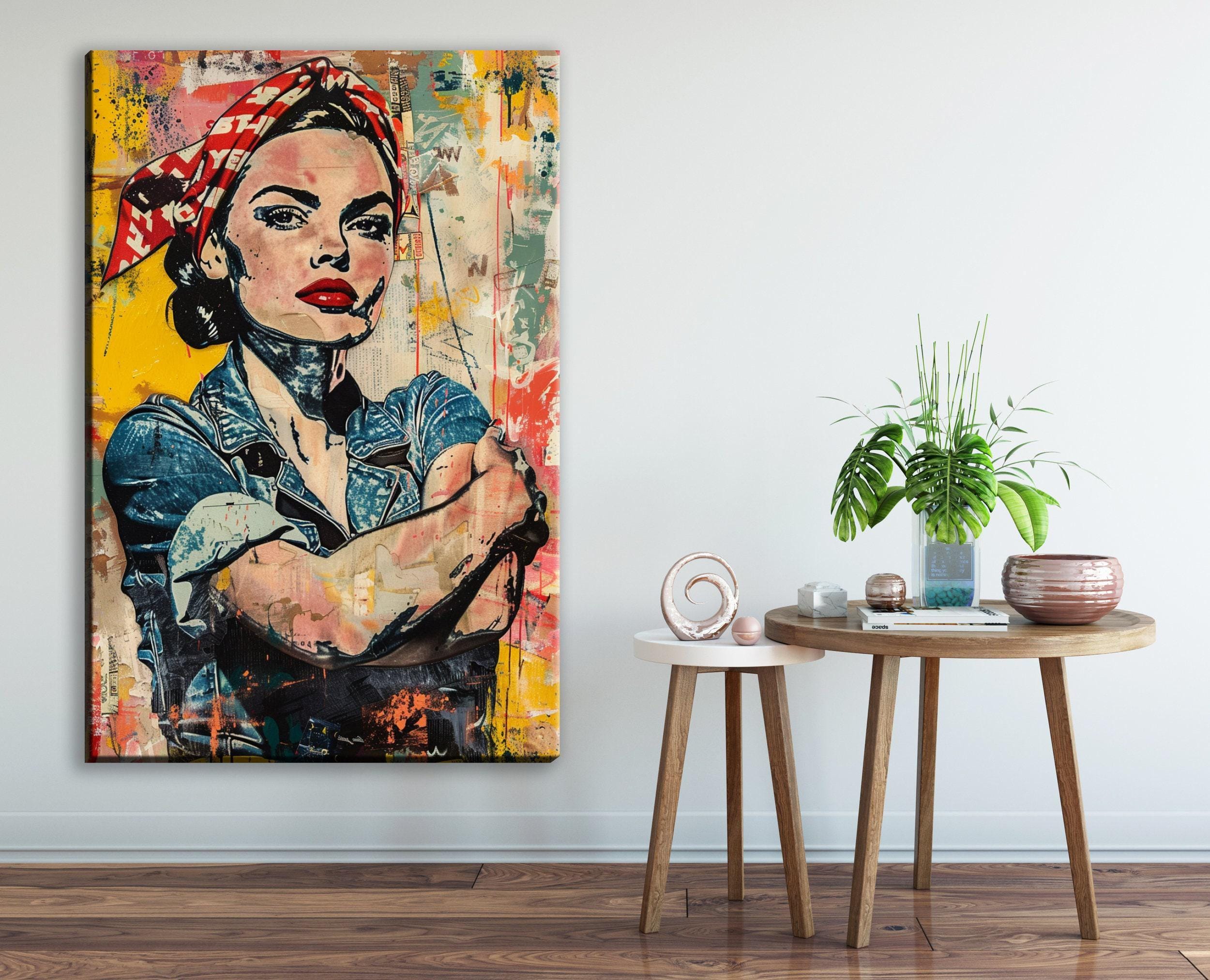 Rosie the Riveter Art - Large Canvas Wall Art | Bold Statement Inspirational Decor