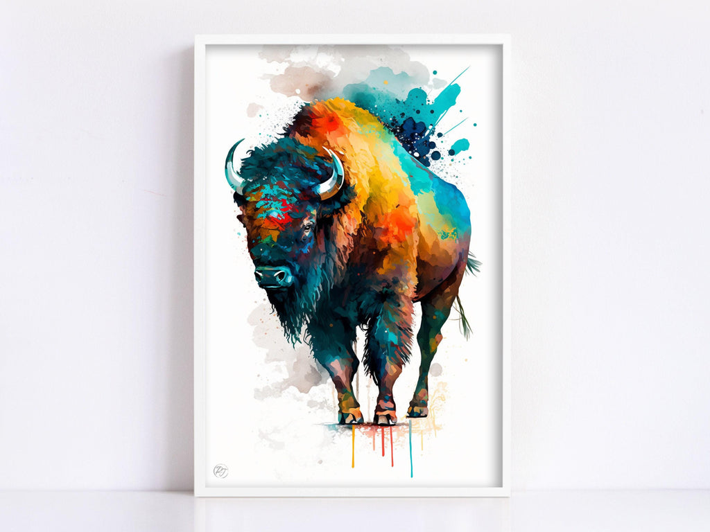 Majestic Bison: Watercolor Canvas Wall Art Print, Giclee Print on Canvas, Artist Paper, Watercolor Paper, Available in Extra Large Sizes