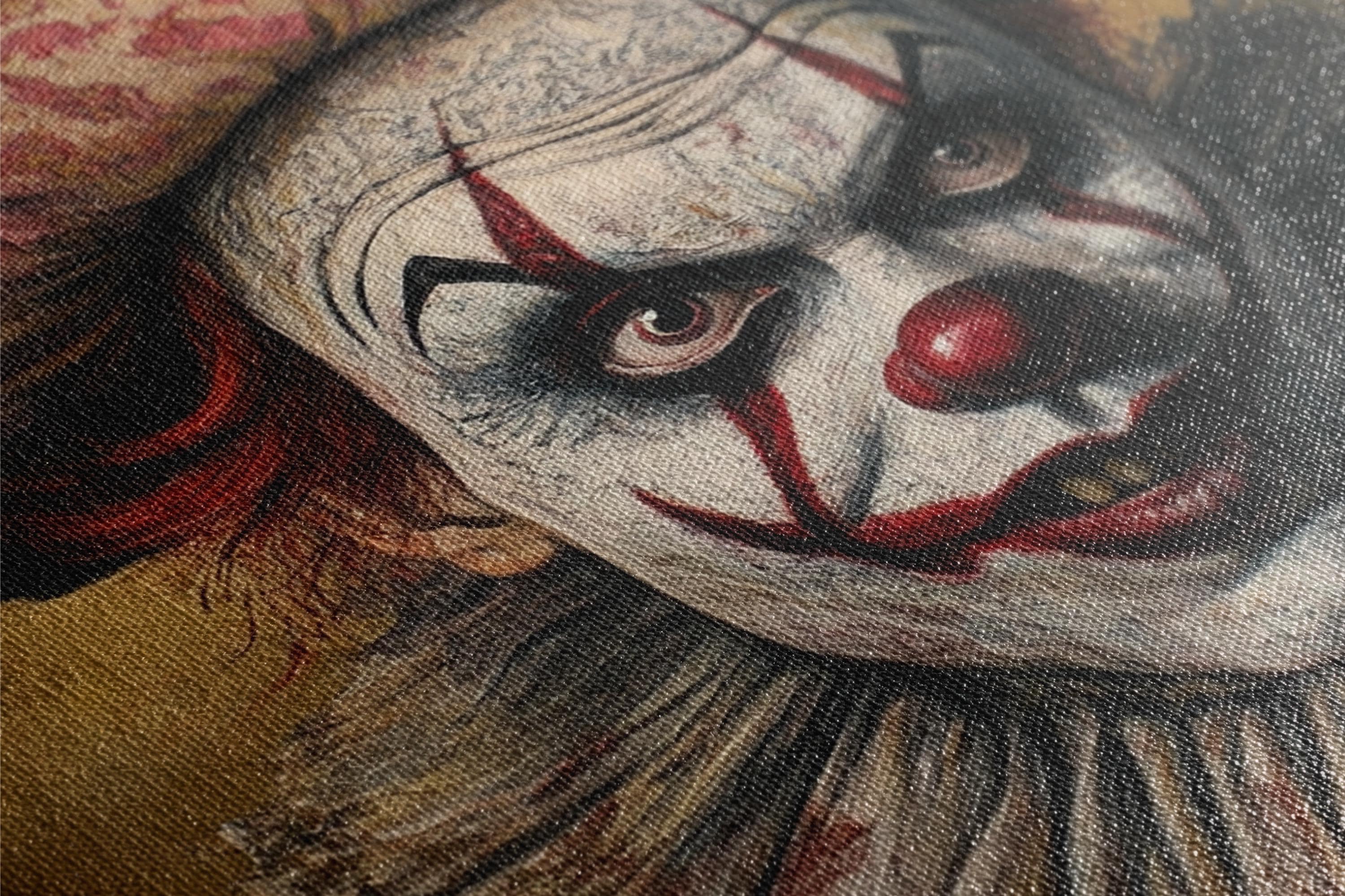 Horror Clown Canvas – Spooky Halloween Decor | Extra Large Wall Art, Gallery Wrapped Canvas