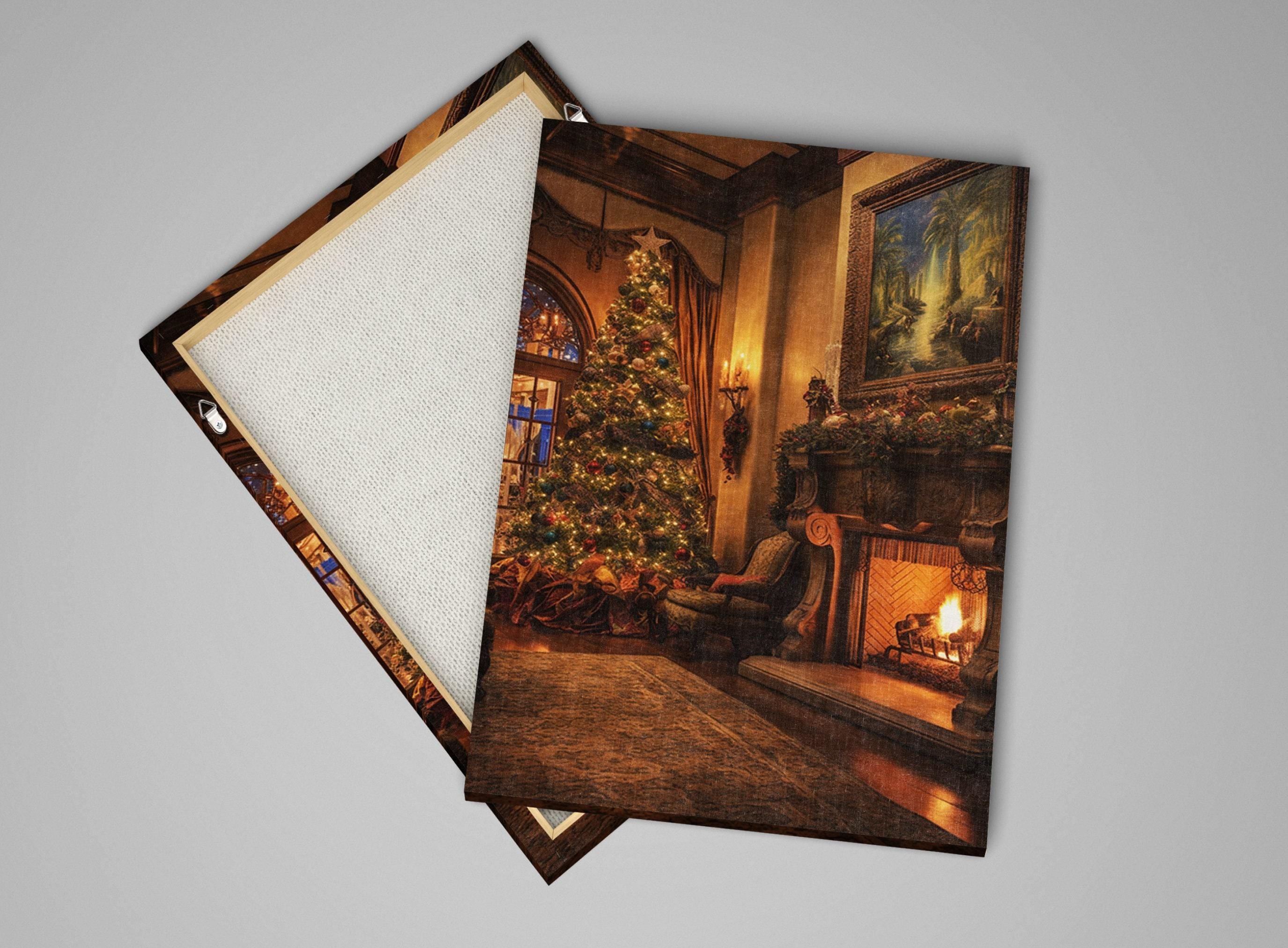 Christmas Canvas Art - Festive Tree Artwork on Gallery Wrapped Canvas, Ready to Hang Extra Large Print