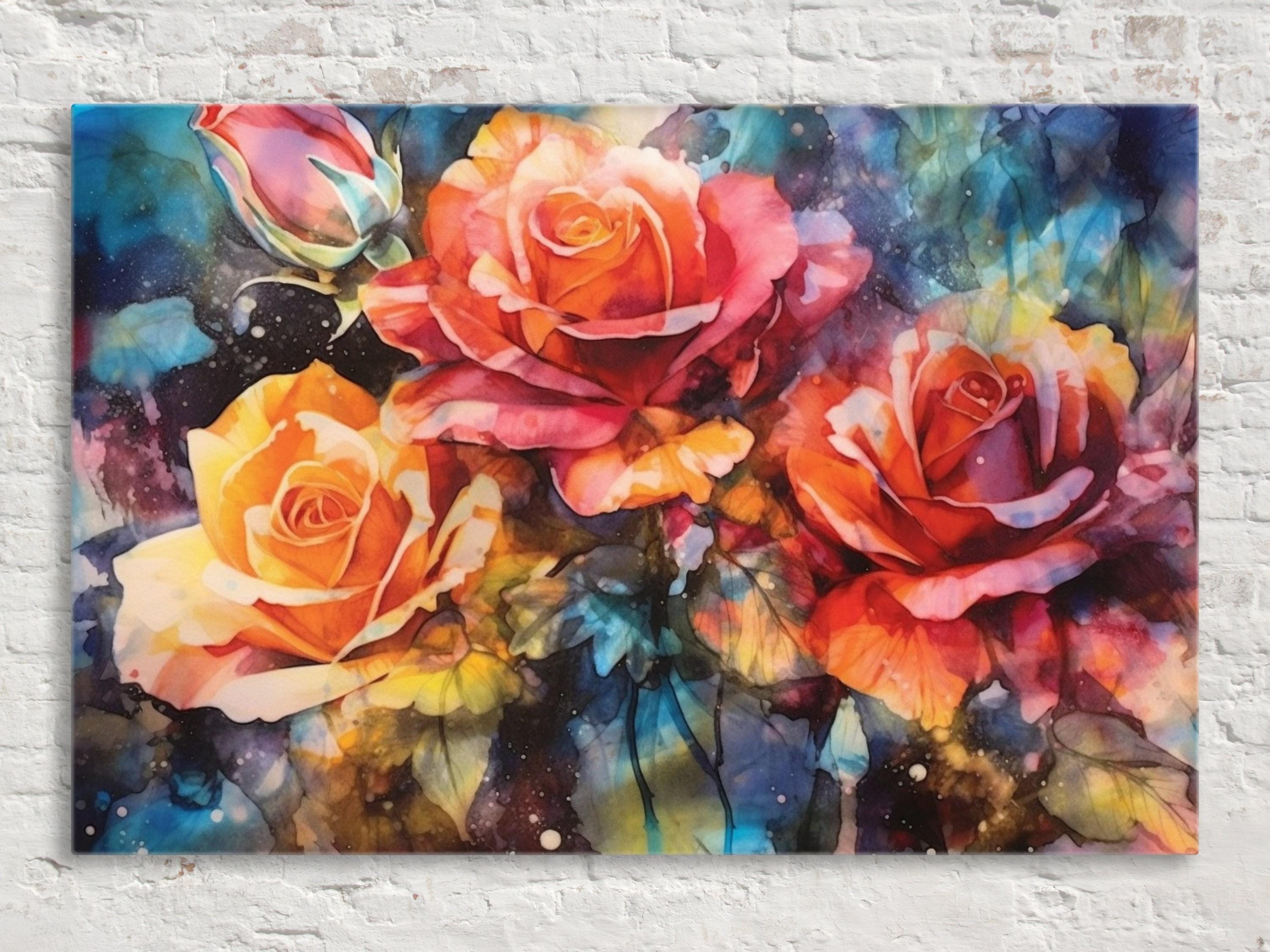 Yellow Orange Roses Art - Large Canvas Wall Art | Vibrant Floral Artwork