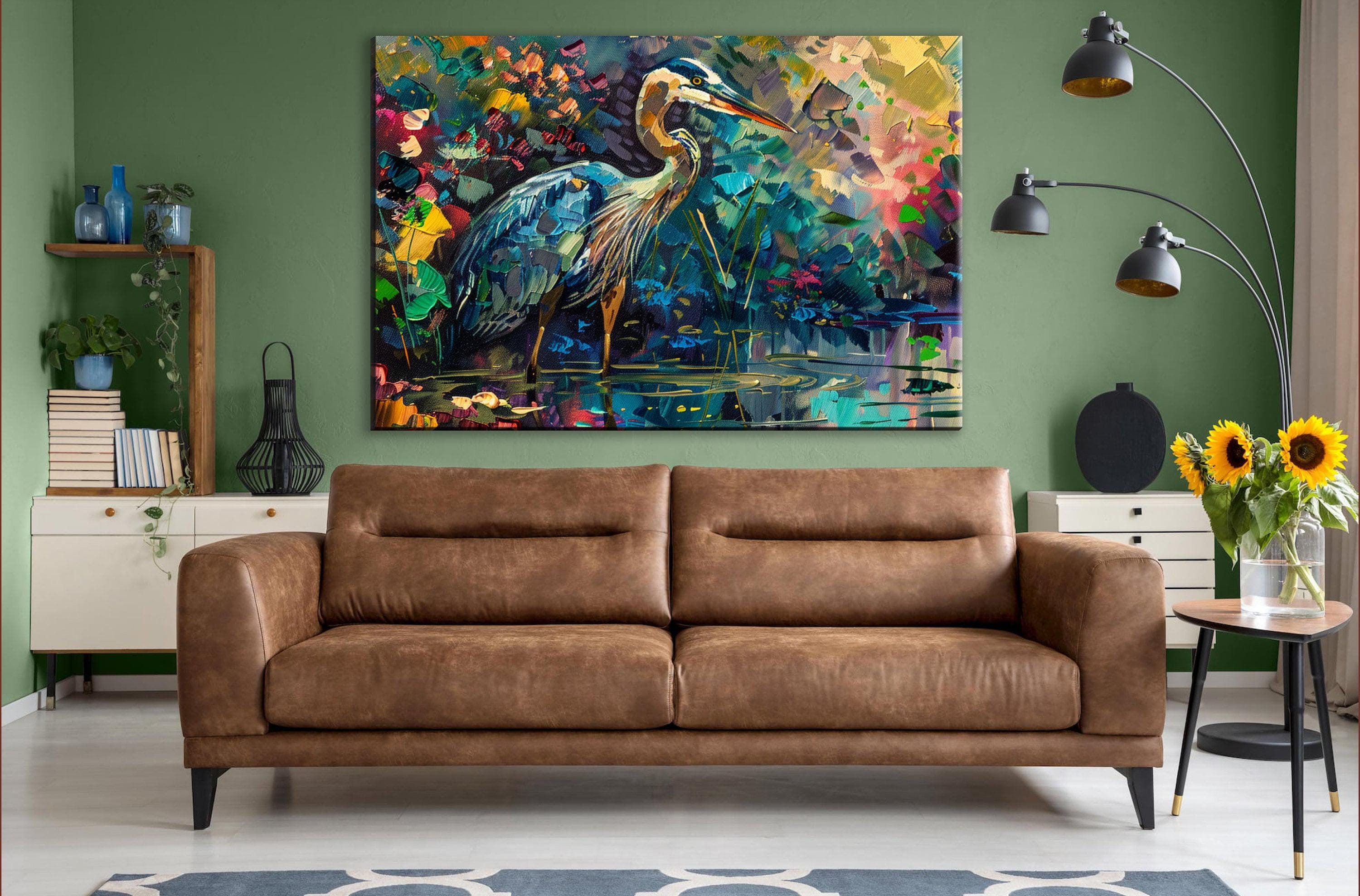 Blue Heron Canvas Print – Large Gallery Wrapped Canvas With Vibrant Wildlife Art